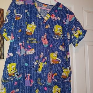 Nickelodeon SpongeBob SquarePants Blue Scrub Top